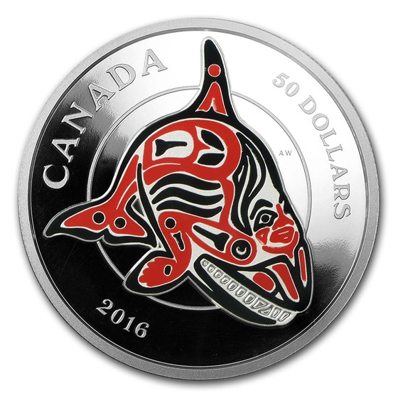 2016 Canada 5 oz Silver Mythical Realms of the Haida Series: Orca 2016 Canada 5 oz Silver Mythical Realms of the Haida Series: Orca